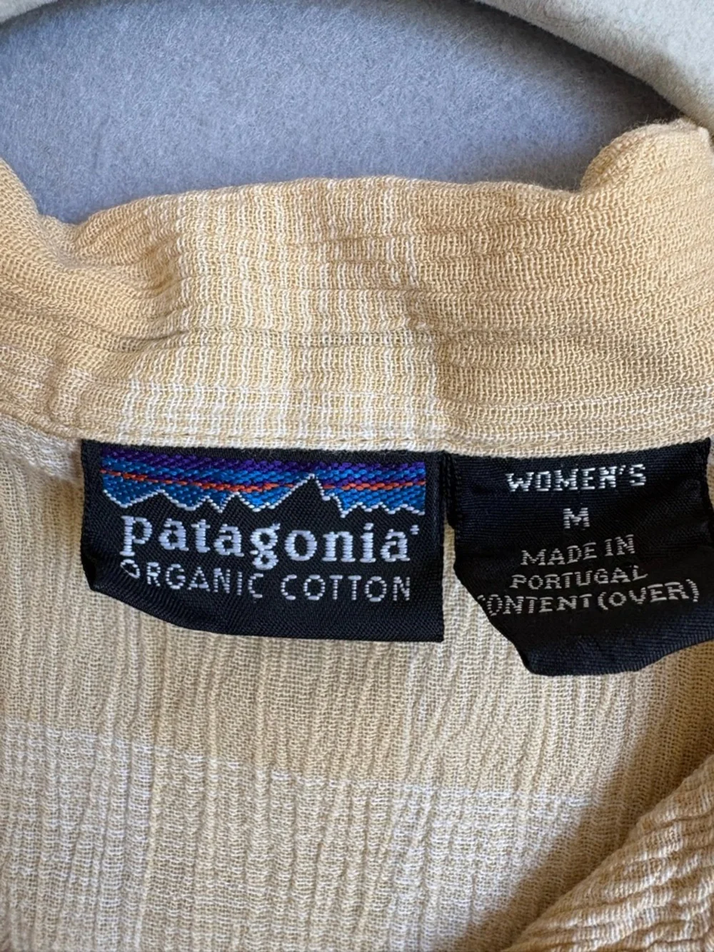 Patagonia Mustard Yellow Gingham Short-Sleeve Cotton Outdoor Hiking Shirt szM - Picture 6 of 10